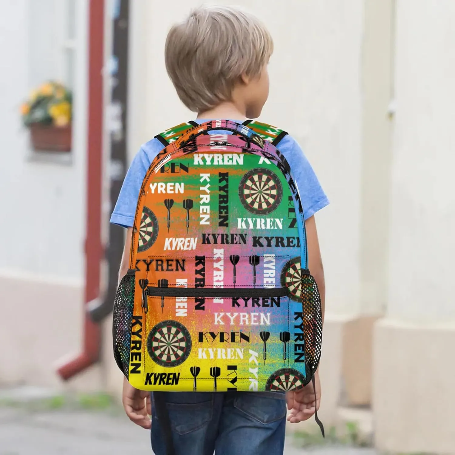Personalized Darts Backpack, Custom Name Sports Bag Backpack for Men Women, Customized Laptop Backpacks Travel Camping Daypack, Colorful
