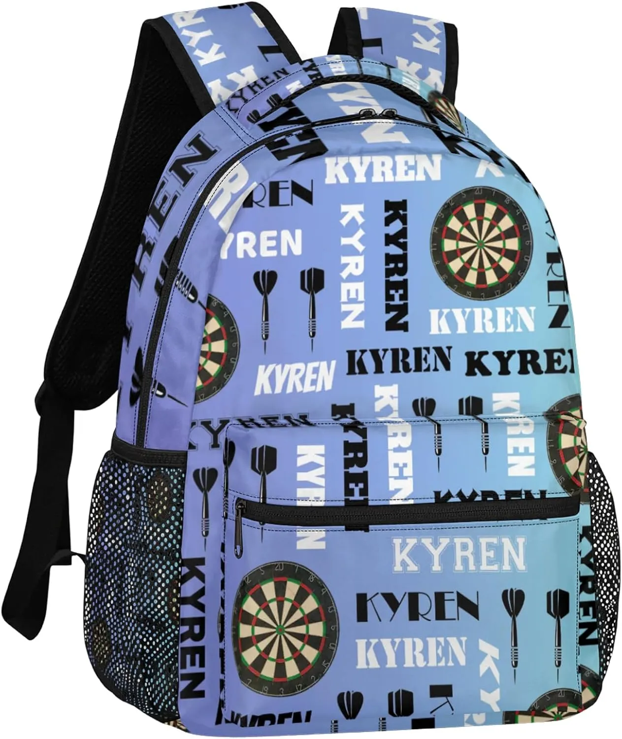 Personalized Darts Backpack with Name, Sports Bag Backpack for Men Women, Customized Laptop Backpacks Travel Camping Daypack, Blue Purple