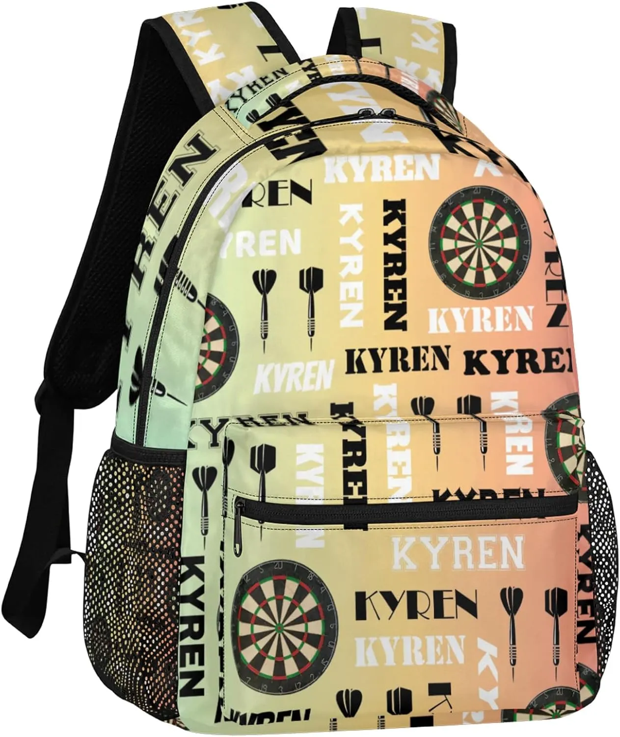 Personalized Darts Backpack with Name, Sports Bag Backpack for Men Women, Customized Laptop Backpacks Travel Camping Daypack, Colorful