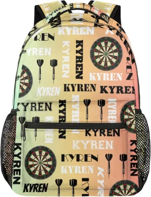 Personalized Darts Backpack with Name, Sports Bag Backpack for Men Women, Customized Laptop Backpacks Travel Camping Daypack, Colorful
