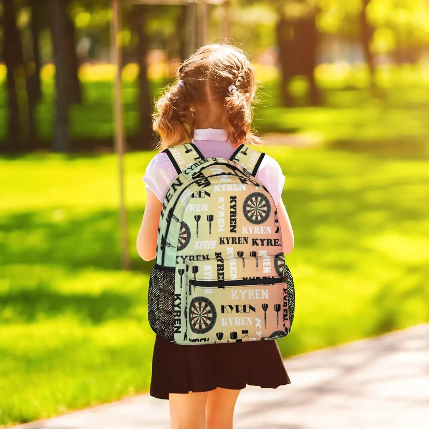 Personalized Darts Backpack with Name, Sports Bag Backpack for Men Women, Customized Laptop Backpacks Travel Camping Daypack, Colorful