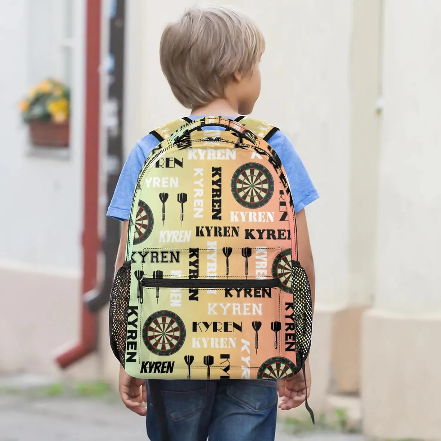 Personalized Darts Backpack with Name, Sports Bag Backpack for Men Women, Customized Laptop Backpacks Travel Camping Daypack, Colorful