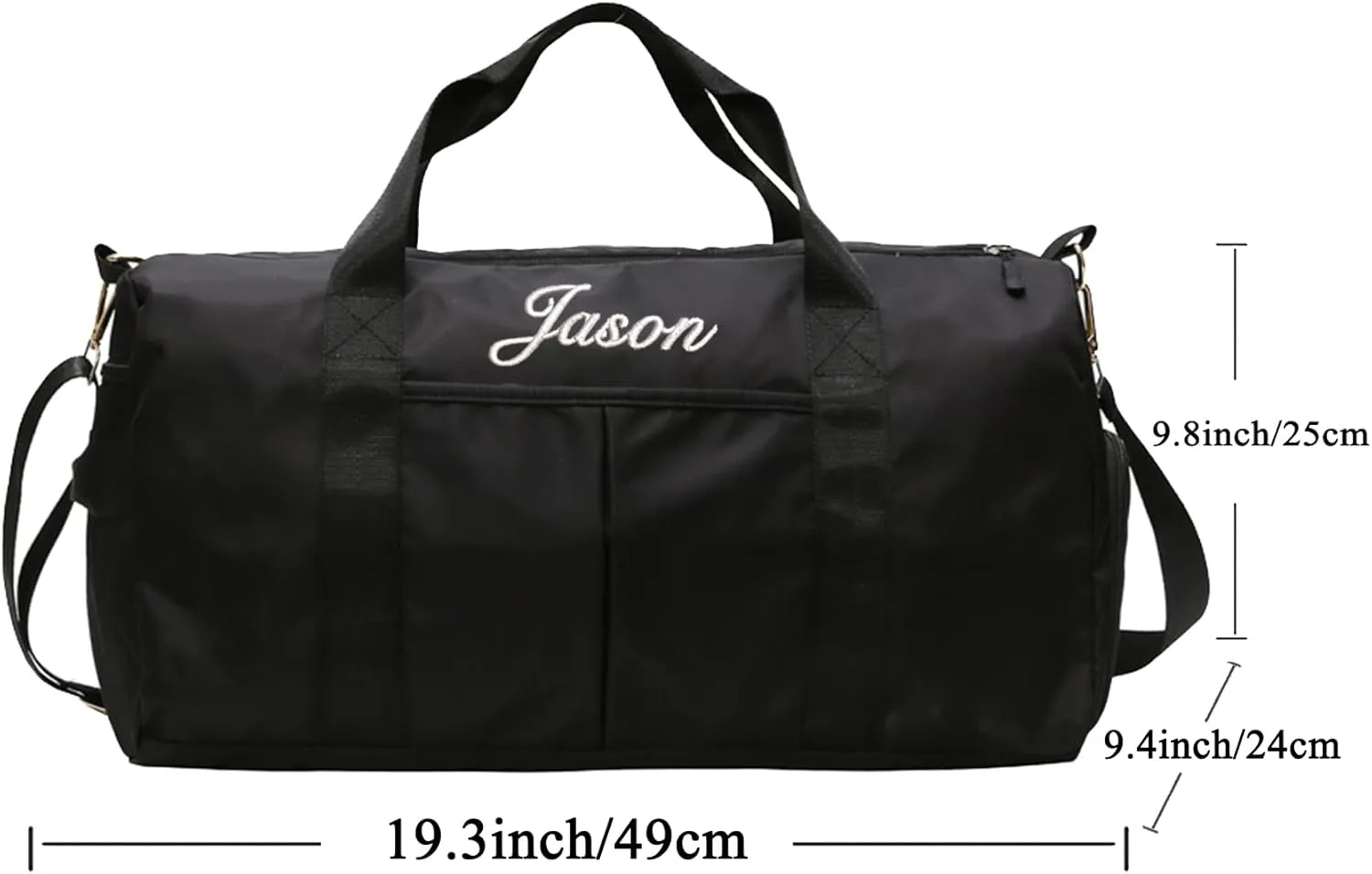 Personalized Duffel Bag Custom Embroidered Gym Bag Travel Sports Duffel Bags with Compartment for Shoes Wet Dry Clothes Weekender Bag Overnight Bag for Women Men,Black