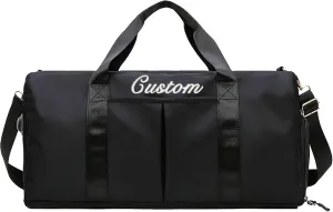 Personalized Duffel Bag Custom Embroidered Gym Bag Travel Sports Duffel Bags with Compartment for Shoes Wet Dry Clothes Weekender Bag Overnight Bag for Women Men,Black