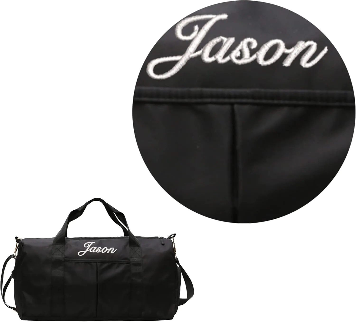 Personalized Duffel Bag Custom Embroidered Gym Bag Travel Sports Duffel Bags with Compartment for Shoes Wet Dry Clothes Weekender Bag Overnight Bag for Women Men,Black