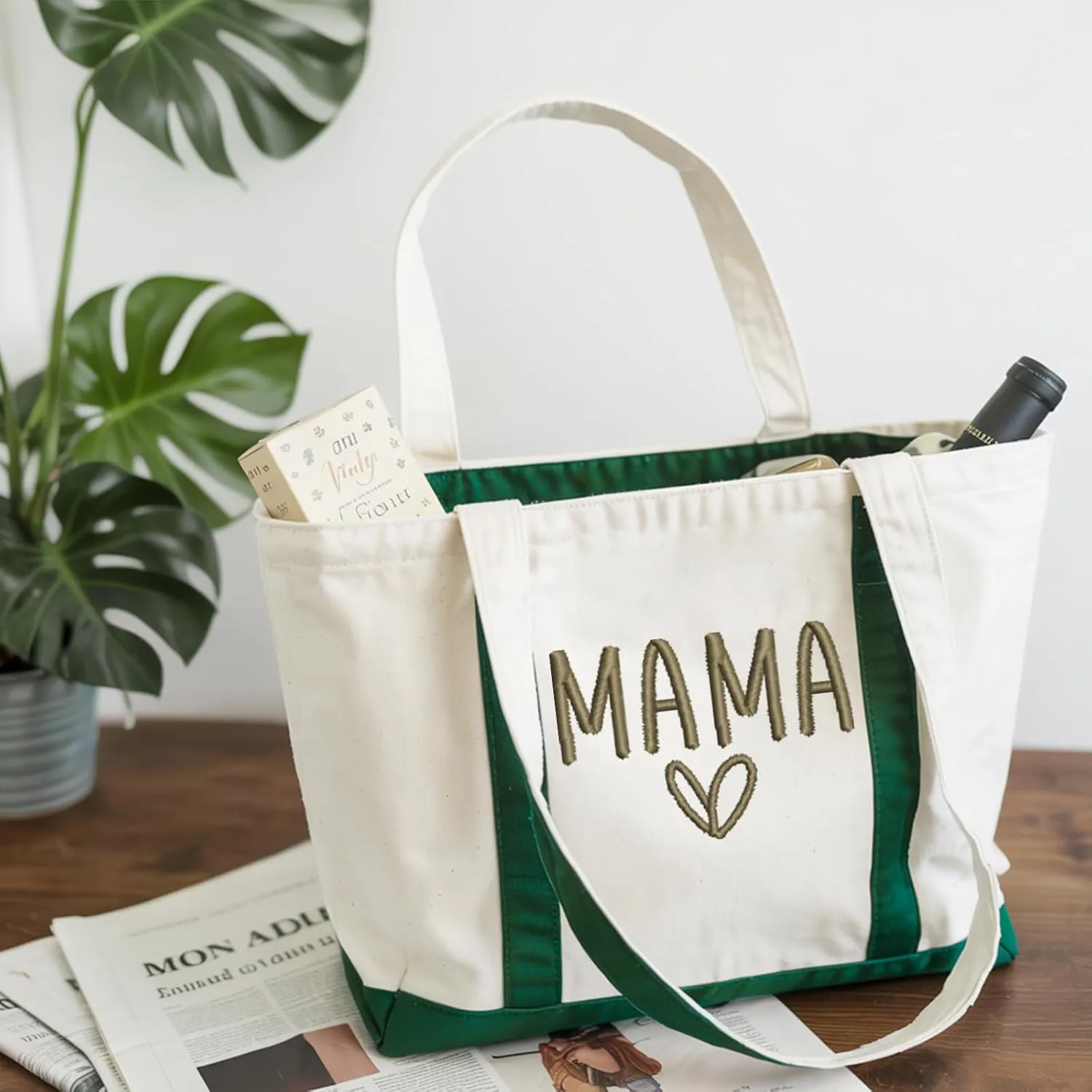 Personalized Embroidered Mama Tote Bag | Custom Canvas Bag with Name | Mother’s Day Gift for Mom, New Mom, Grandma