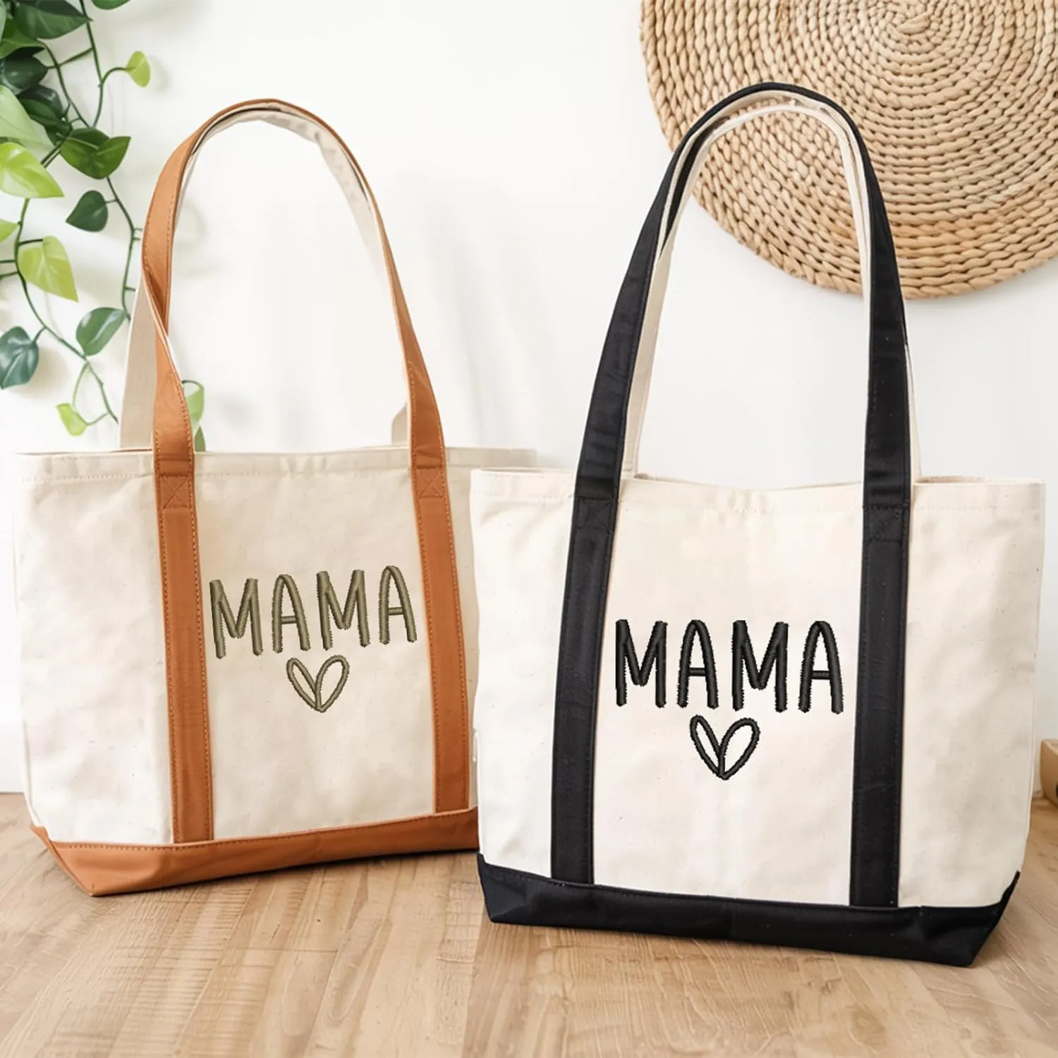 Personalized Embroidered Mama Tote Bag | Custom Canvas Bag with Name | Mother’s Day Gift for Mom, New Mom, Grandma