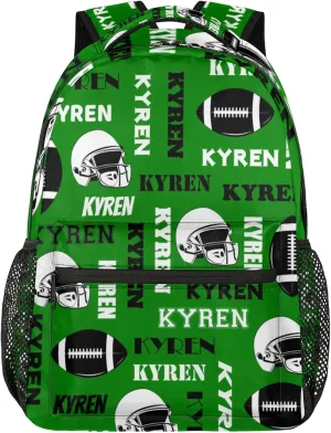 Personalized Football Backpack for Men Women, Custom Sports Bag Backpack with Name, Laptop Backpacks Daypack for Travel Camping, Dark Green