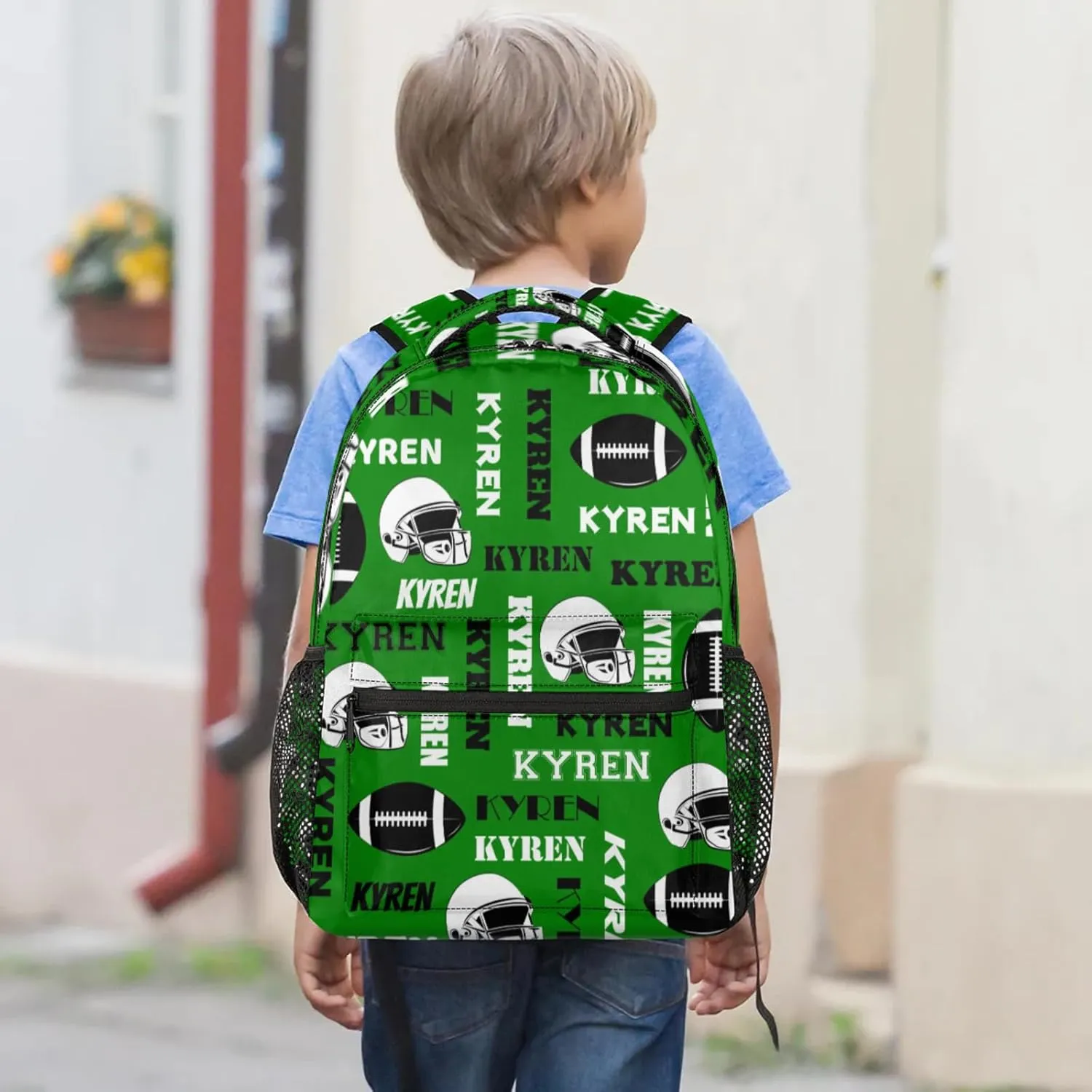 Personalized Football Backpack for Men Women, Custom Sports Bag Backpack with Name, Laptop Backpacks Daypack for Travel Camping, Dark Green
