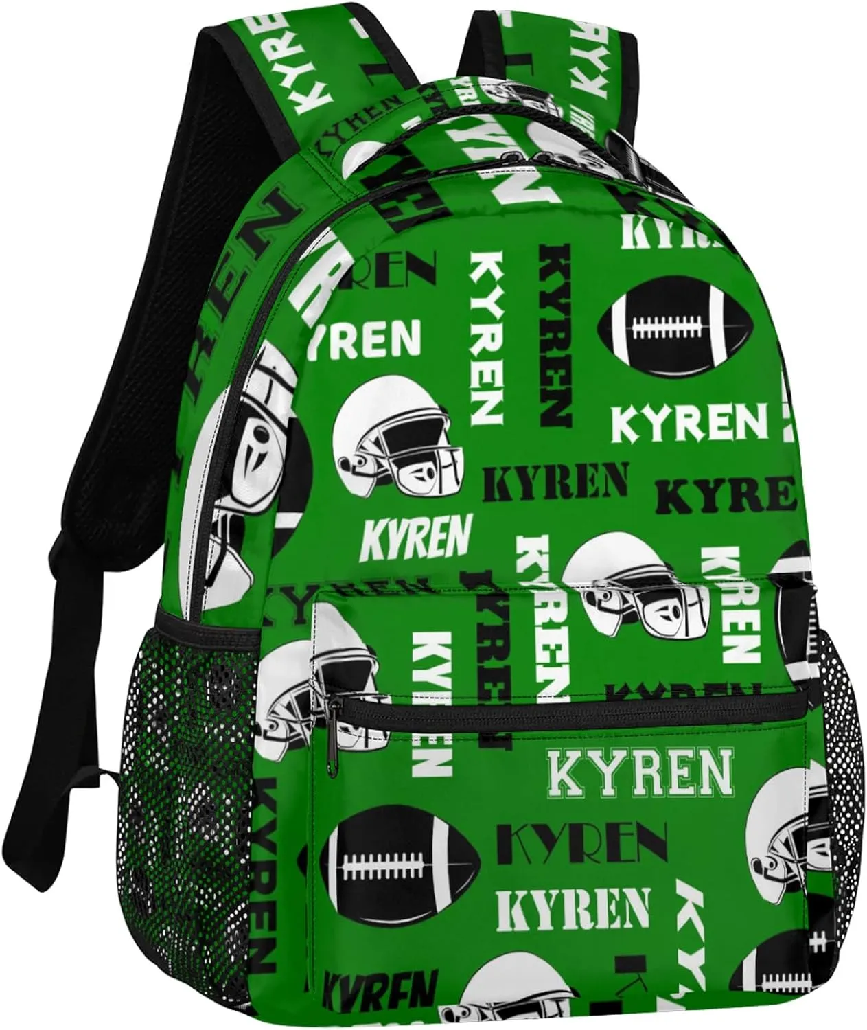 Personalized Football Backpack for Men Women, Custom Sports Bag Backpack with Name, Laptop Backpacks Daypack for Travel Camping, Dark Green