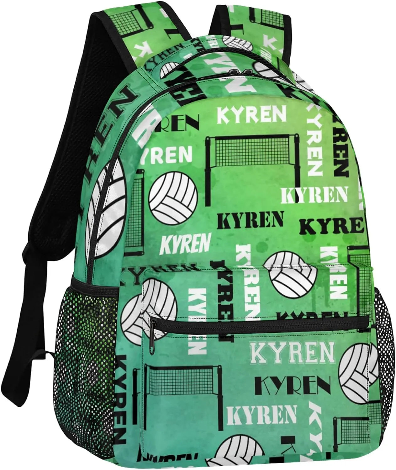 Personalized Name Volleyball Backpack, Custom Sports Bag Backpack for Men Women, Laptop Backpacks Travel Camping Hiking Daypack, Dark Green