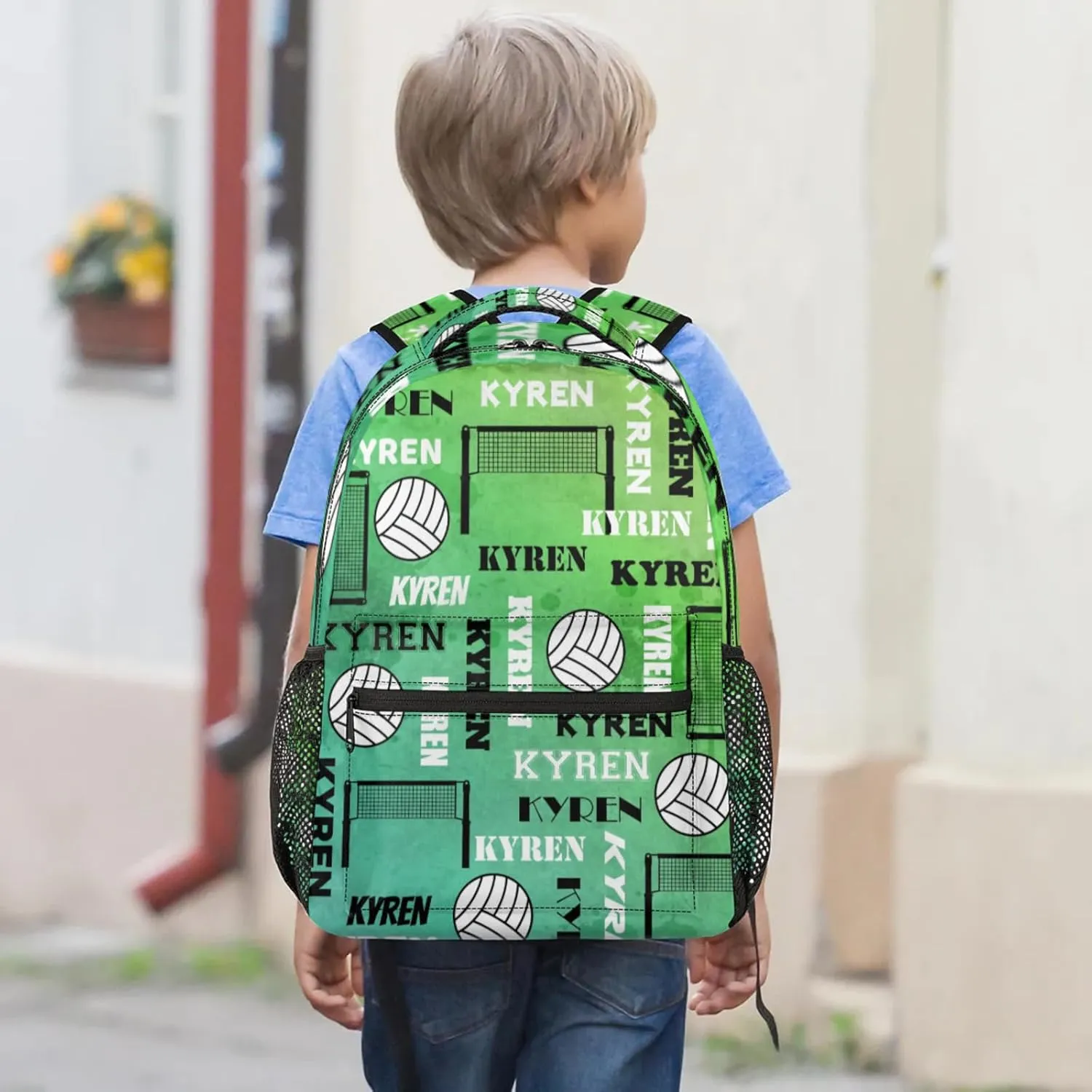 Personalized Name Volleyball Backpack, Custom Sports Bag Backpack for Men Women, Laptop Backpacks Travel Camping Hiking Daypack, Dark Green