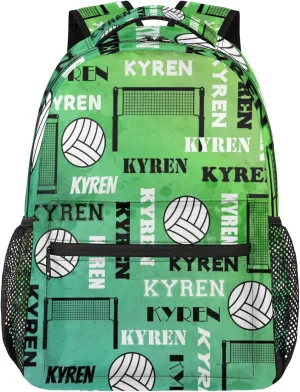 Personalized Name Volleyball Backpack, Custom Sports Bag Backpack for Men Women, Laptop Backpacks Travel Camping Hiking Daypack, Dark Green