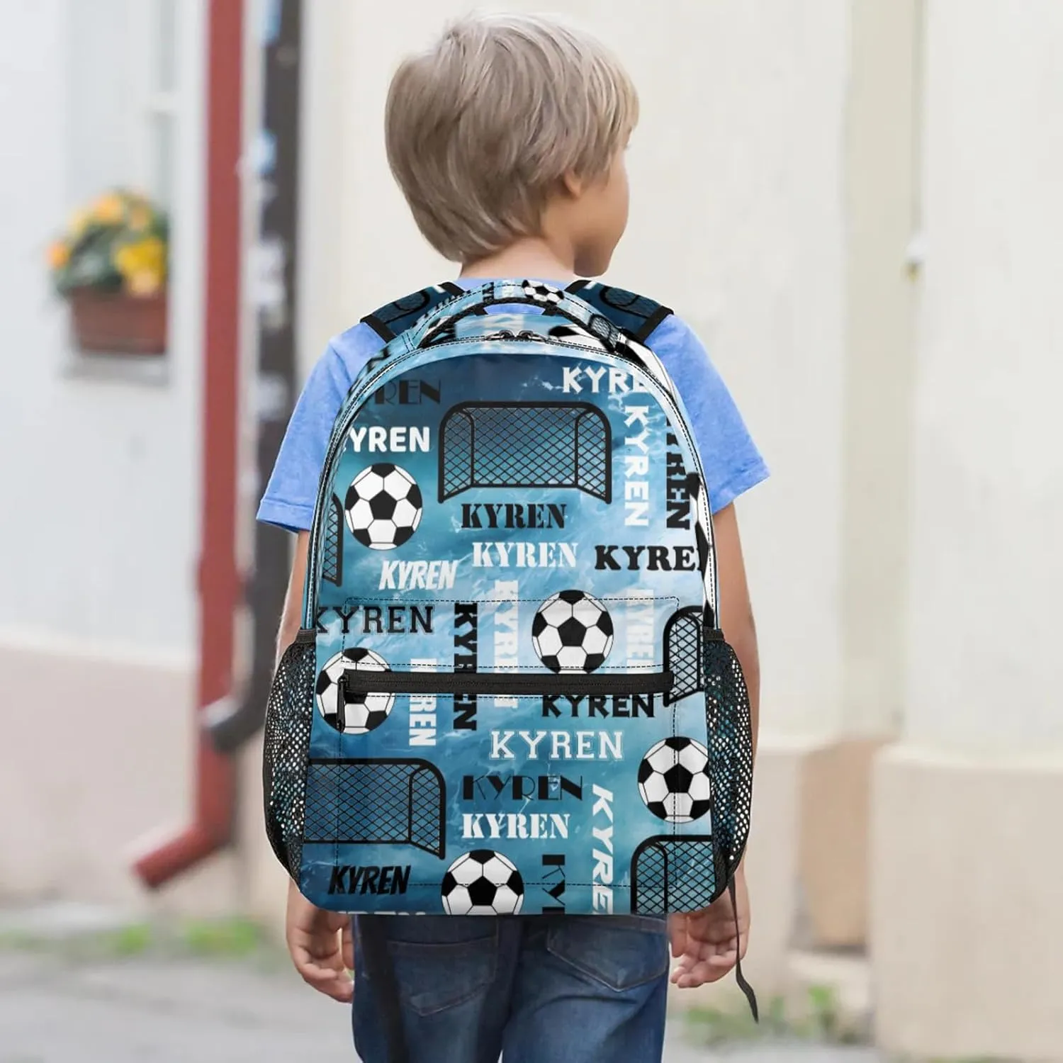 Personalized Soccer Backpack for Men Women, Custom Name Sports Bag Backpack Customized Laptop Backpacks Travel Camping Daypack, Blue Navy