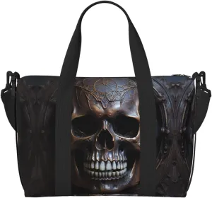 Phayah Copper-Colored Skull Travel Duffel Bag,Sports Tote Gym Bag,Shoulder Weekender Overnight Bag For Women