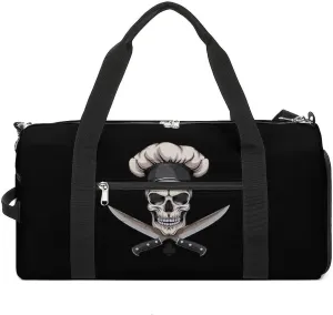 Pirate Cook Skull Chef Gym Bag for Men Women Lightweight Duffel Bag Sports Workout Bag for Travel Yoga