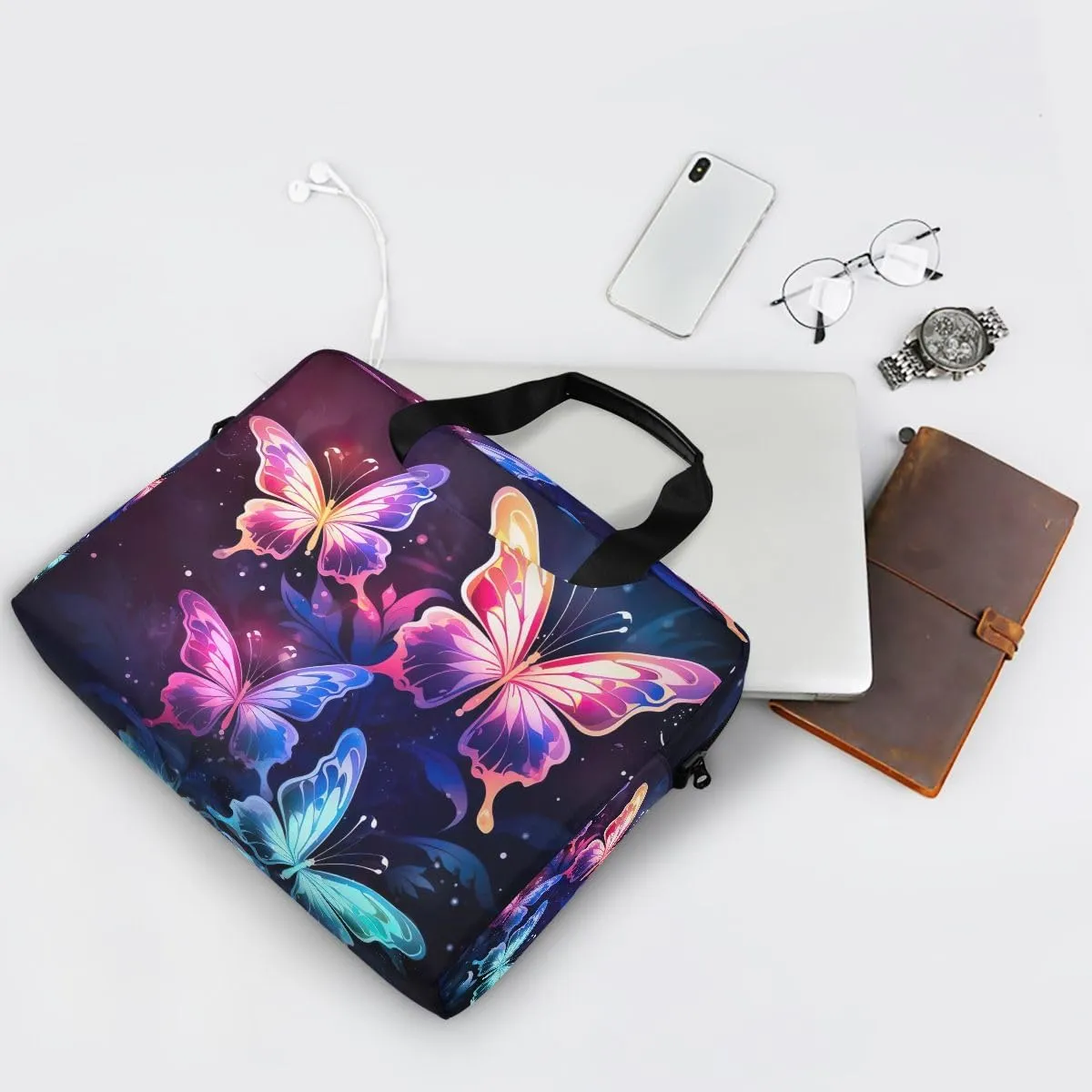 Pirate Skull Colorful Laptop Case 15.6 Inch Shoulder Messenger Bag Laptop Sleeve Case for Work Travel