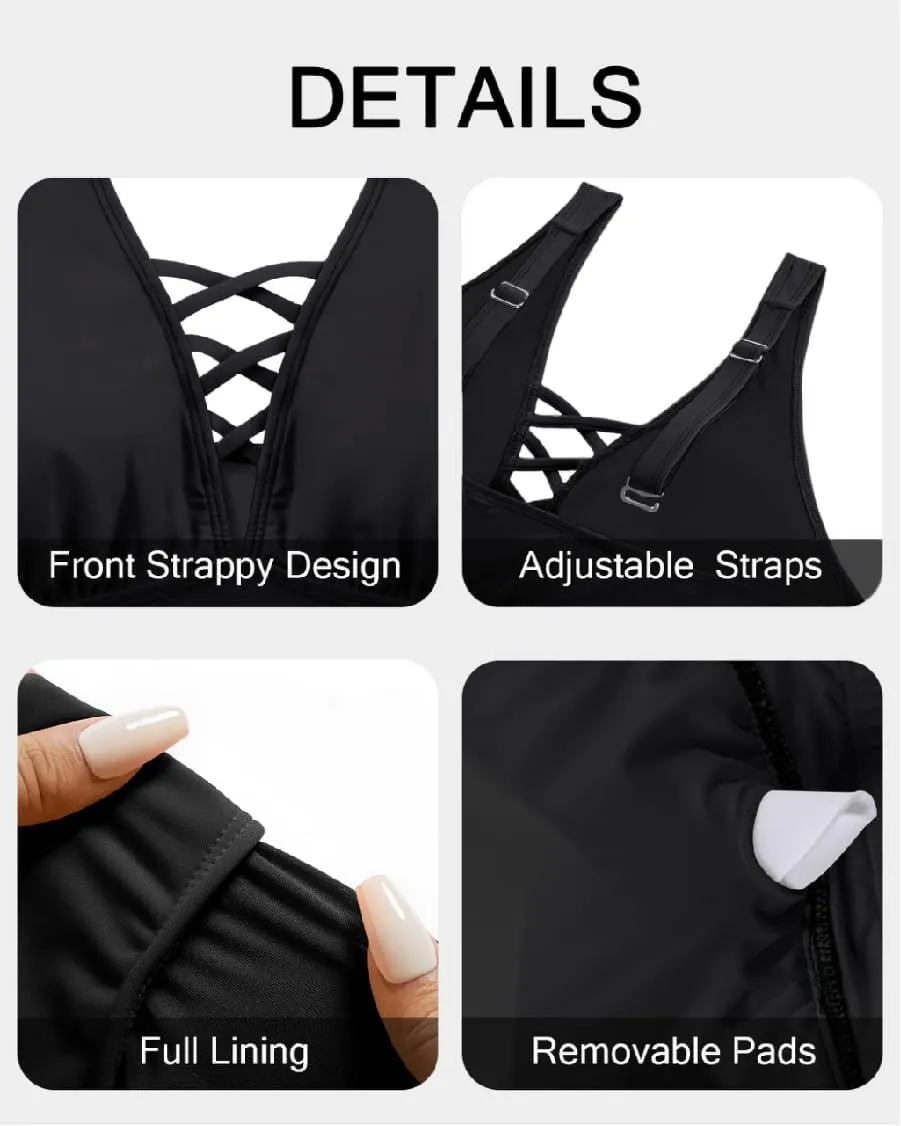 Plus Size Bikini Top Only - Women Swim Bra Lace Up Swimsuit Top V Neck Bathing Suit Tops for Large Bust Swimwear 2025