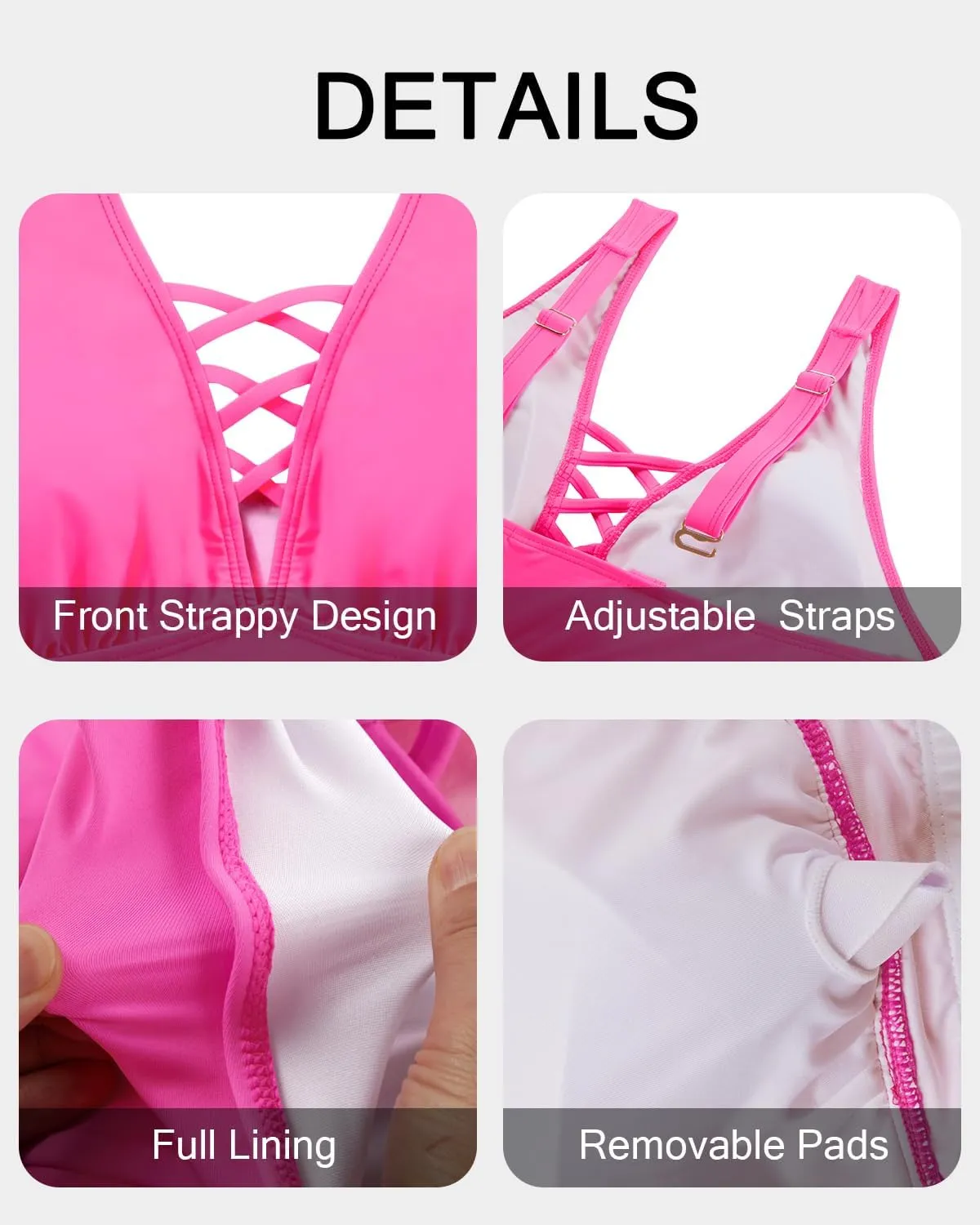 Plus Size Bikini Top Only - Women Swim Bra Lace Up Swimsuit Top V Neck Bathing Suit Tops for Large Bust Swimwear 2025