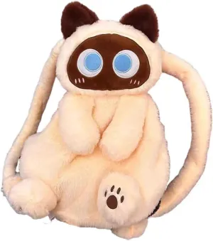 Plush Backpack,Cat Bag,Stuffed Animal Backpack,Cute Cartoon backpack,Plush Bag (B-Siamese Cat)