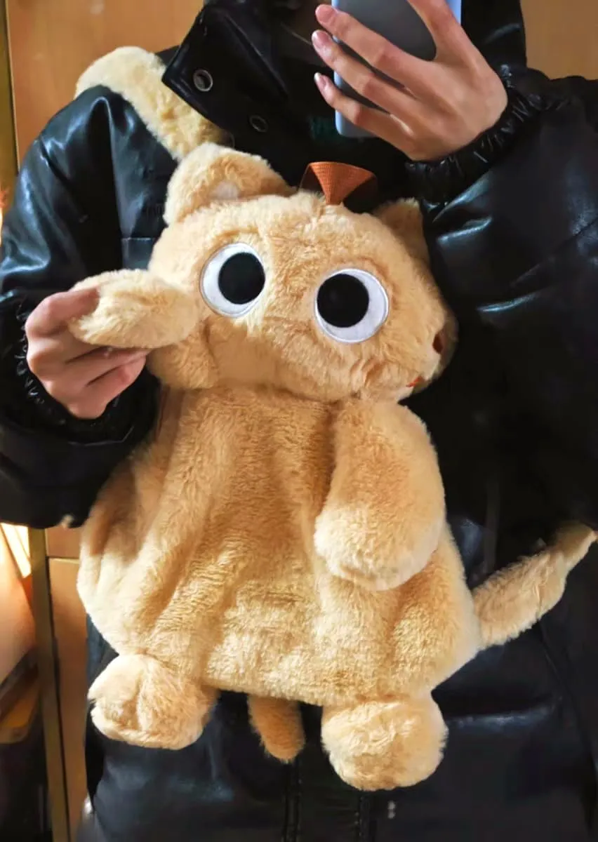 Plush Backpack,Cat Bag,Stuffed Animal Backpack,Cute Cartoon backpack,Plush Bag (D-Orange Cat)