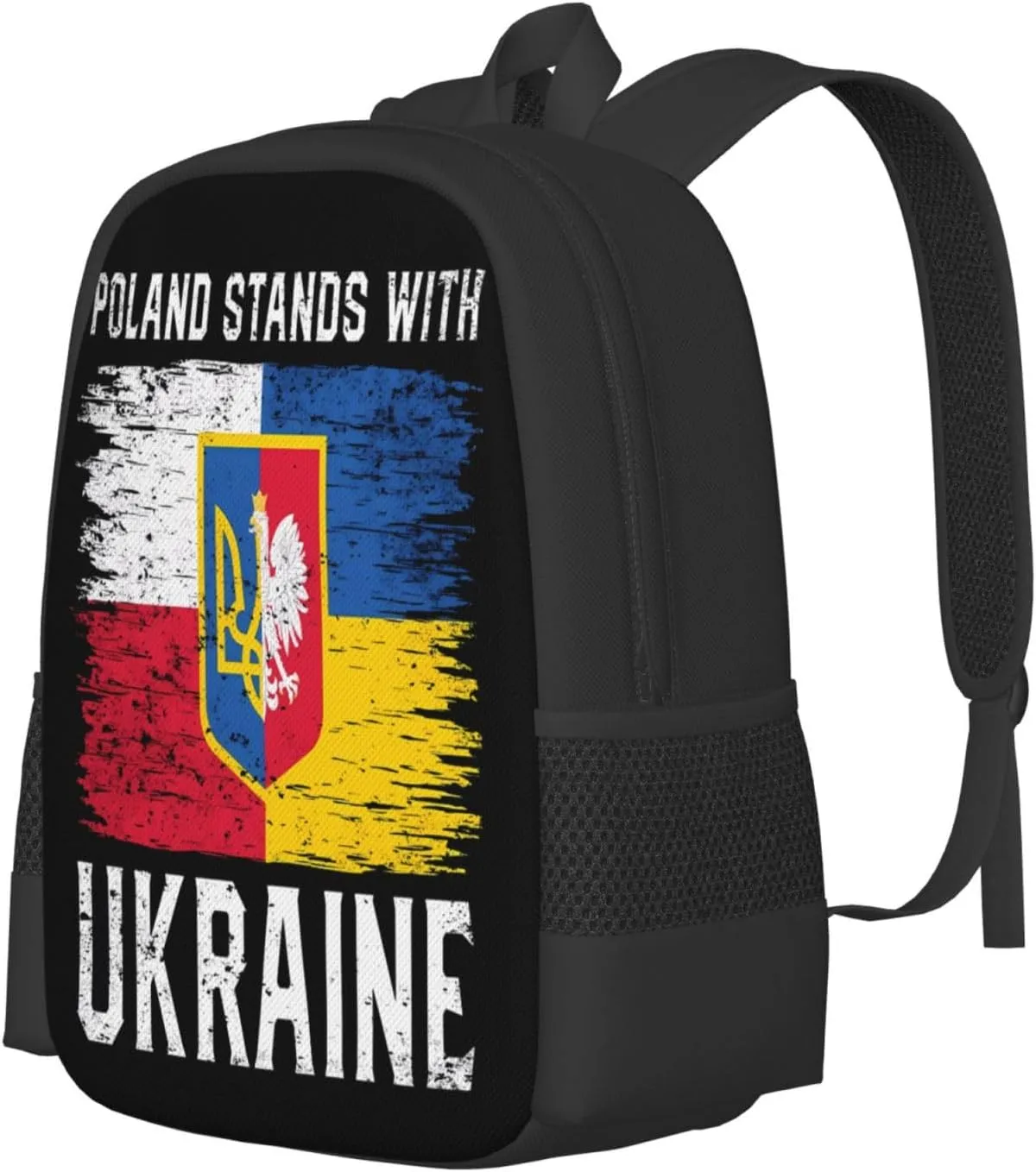 Poland Polish Ukrainian Flag Casual Backpacks Large Capacity Backpack Laptop Rucksack Sport Daypack Commuter Bags with Adjustable Strap for Traveling Camping