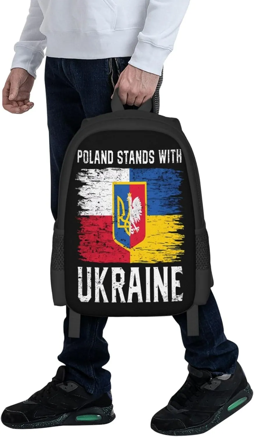 Poland Polish Ukrainian Flag Casual Backpacks Large Capacity Backpack Laptop Rucksack Sport Daypack Commuter Bags with Adjustable Strap for Traveling Camping