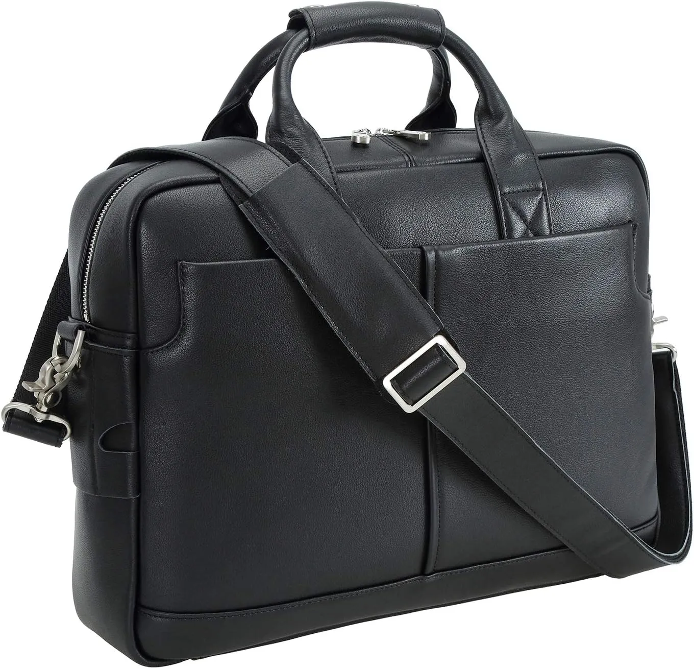 Polare Leather Briefcase for Men Business Travel Messenger Bags 15.6 Inch Laptop Bag YKK Metal Zipper