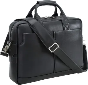 Polare Leather Briefcase for Men Business Travel Messenger Bags 15.6 Inch Laptop Bag YKK Metal Zipper