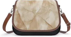 Polished Black Marble with Golden Veins Crossbody Bag Leather Crossbody Bag