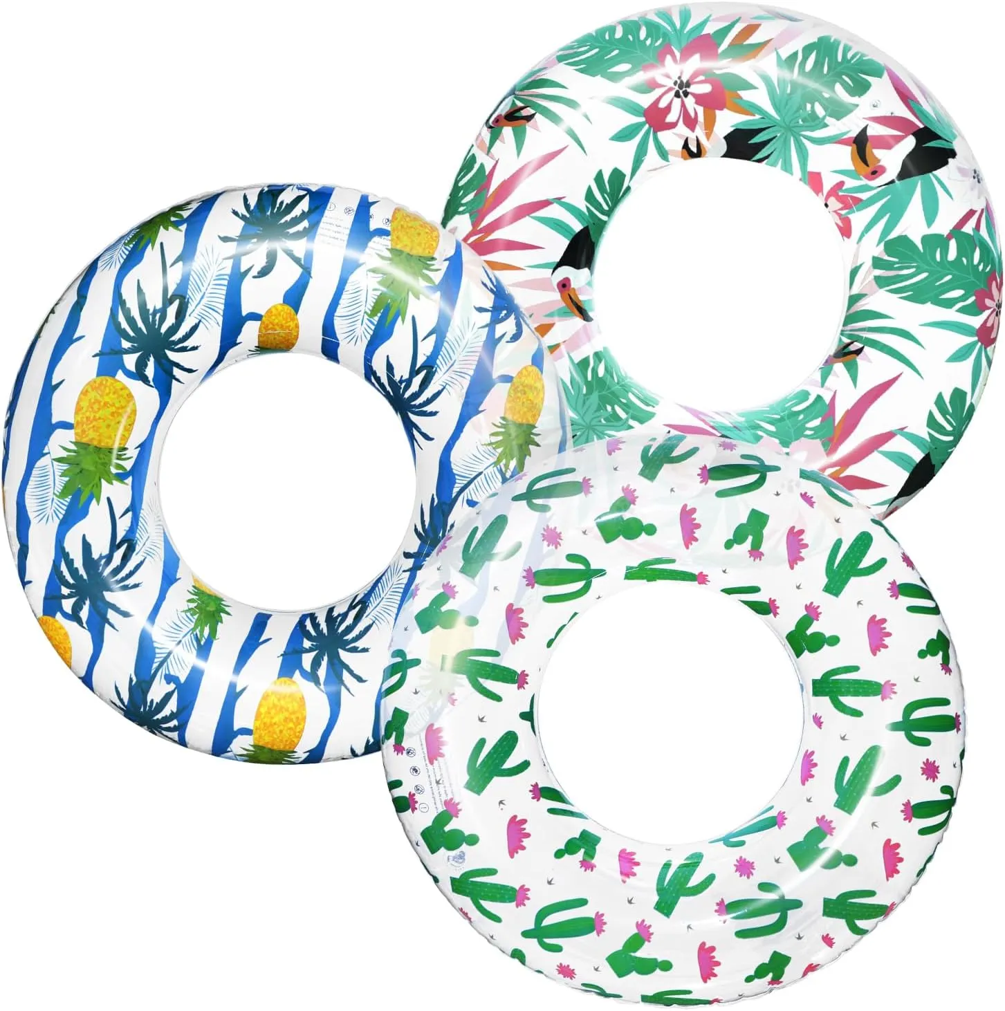 Polita Pool Tubes for Adults, Transparent Pool Floats Tube with Printed, Summer Beach Party Confetti Glitter Pool Inner Tubes for Adults Kids