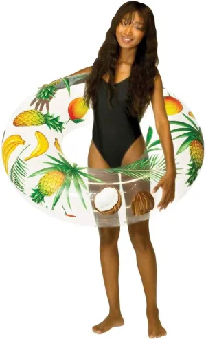 Poolcandy Inflatable Jumbo Pool Tube with Tropical Fruit Pattern and Clear Body.