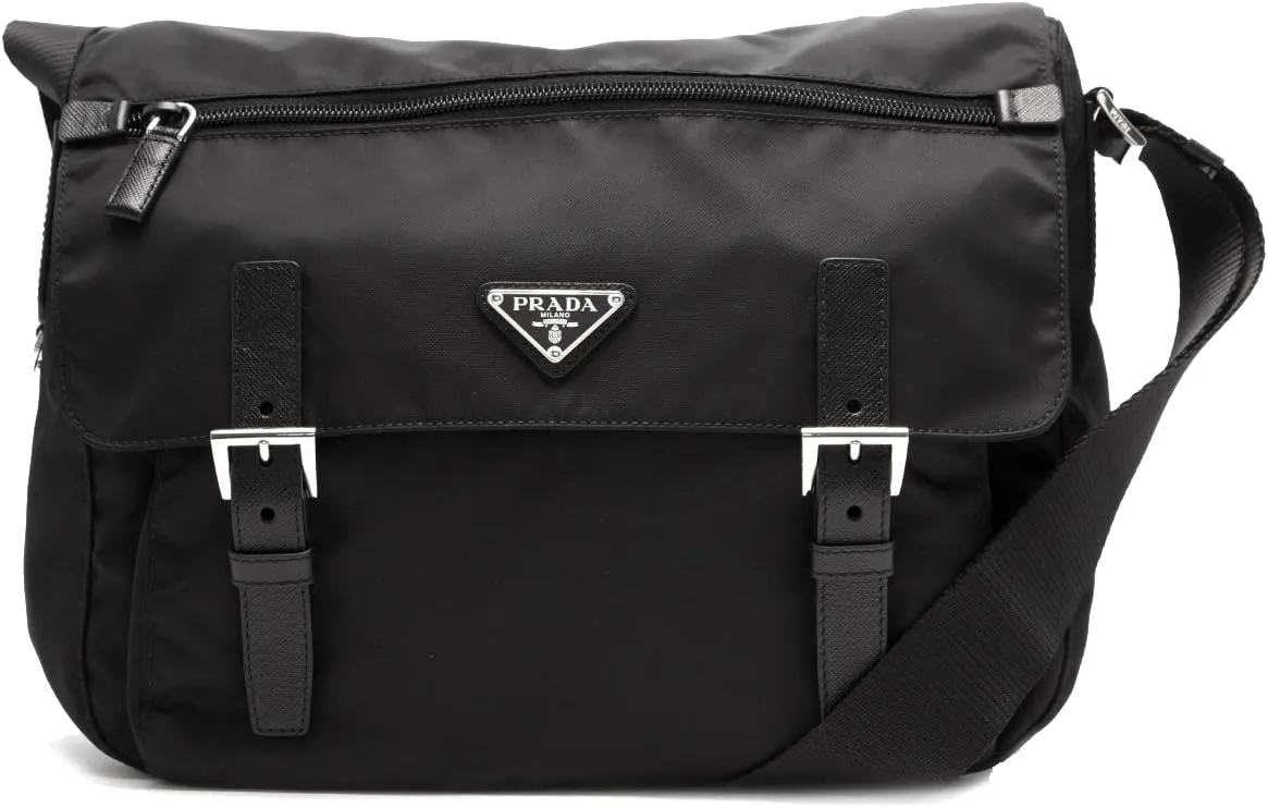 Prada Women's Black Nylon Fabric Crossbody Messenger Bag 1BD671