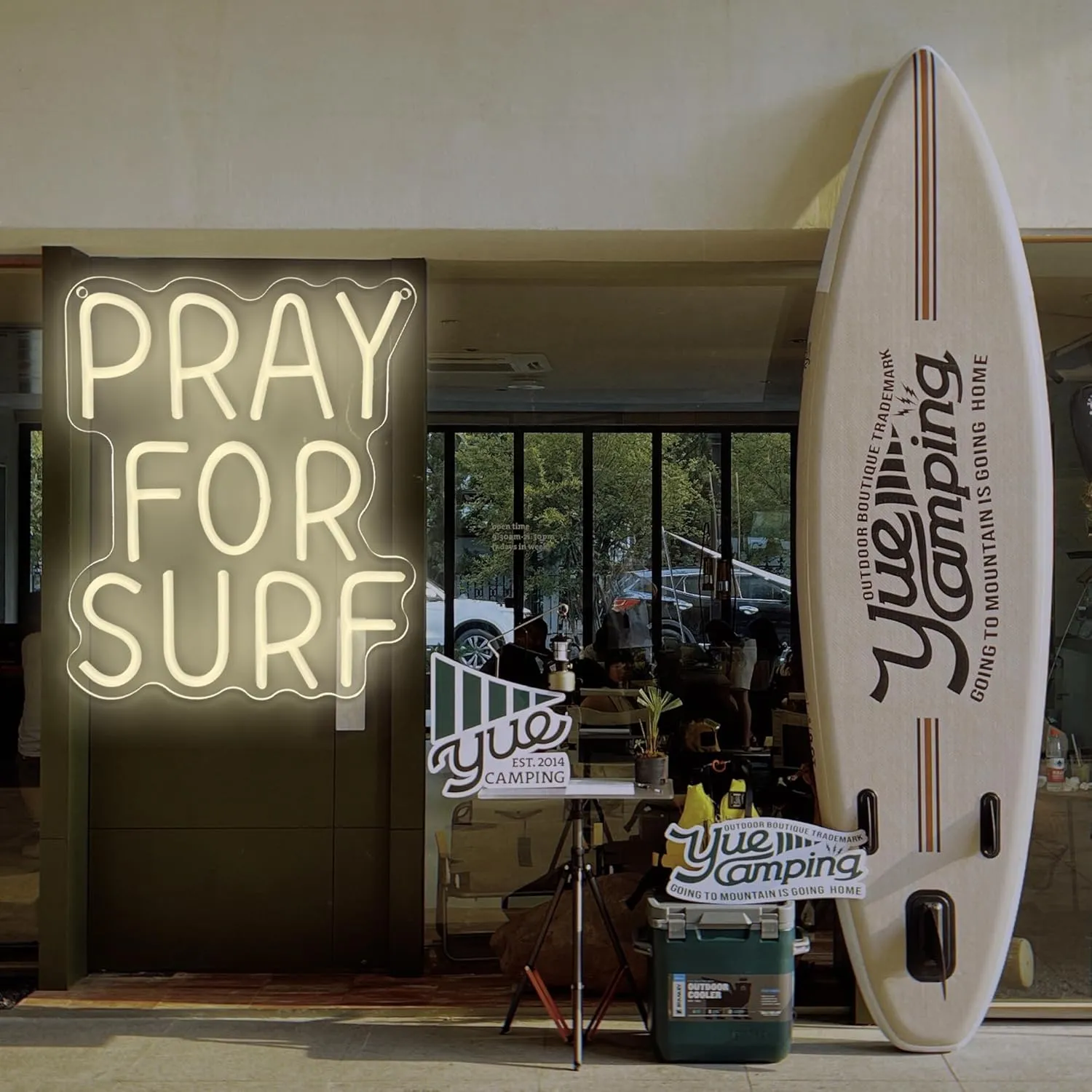Pray for Surf Neon Signs for Wall Decor,Dimmable Beach Ocean Lovers Surf Sign,USB Powered Neon Light Signs for Surfer Man Cave Bedroom Teens Boys Girls Gifts (White)