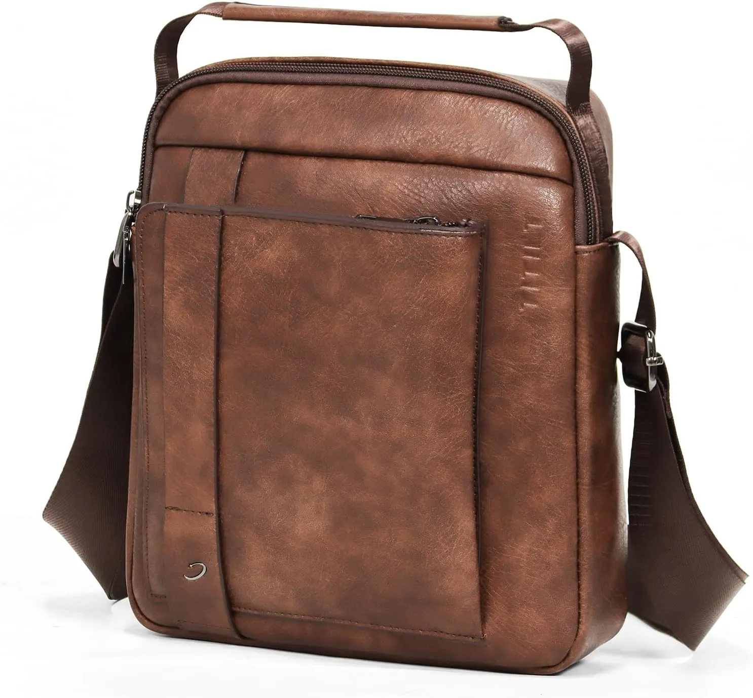 PU Leather Crossbody Shoulder Messenger Bag, Multiple Compartments