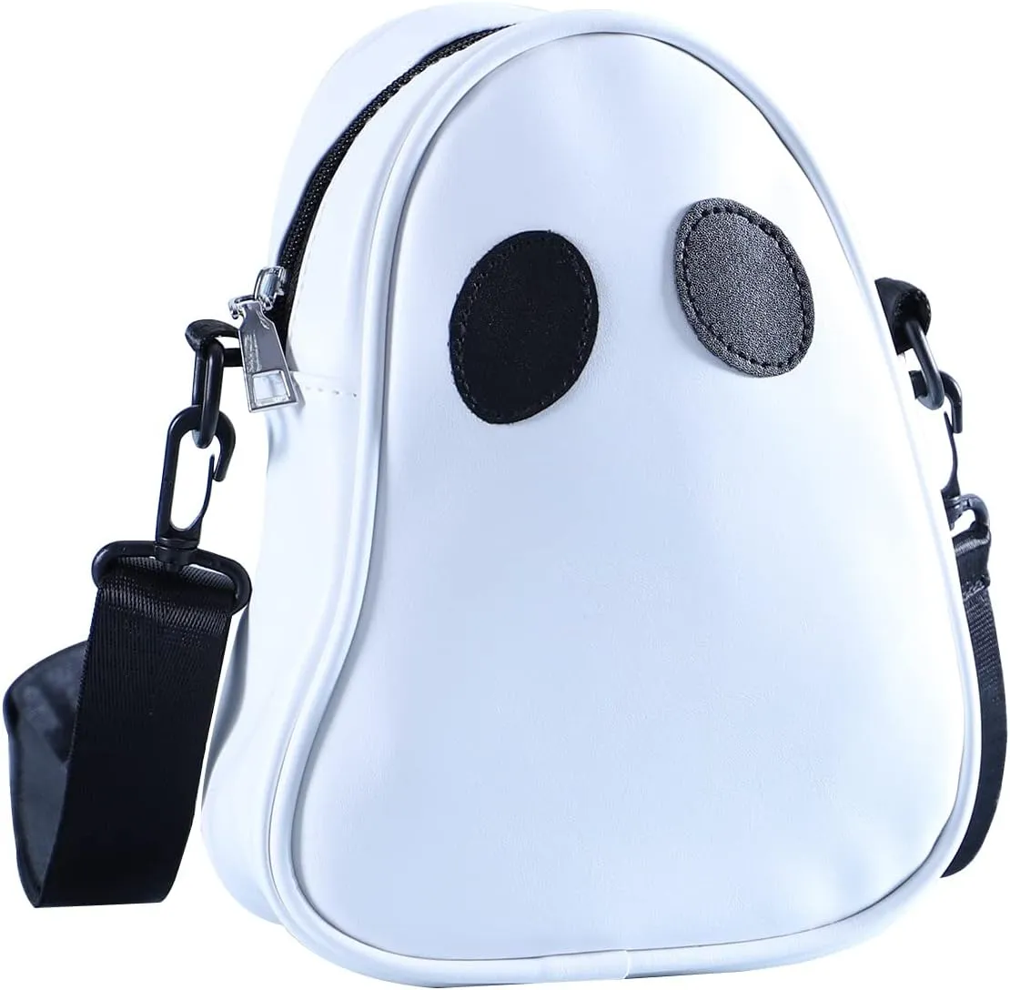 PU Leather Funny Ghost Bag, Splicing Color-blocking Cute Devil Messenger Bag，Adjustable Mobile Phone Bag for Woman