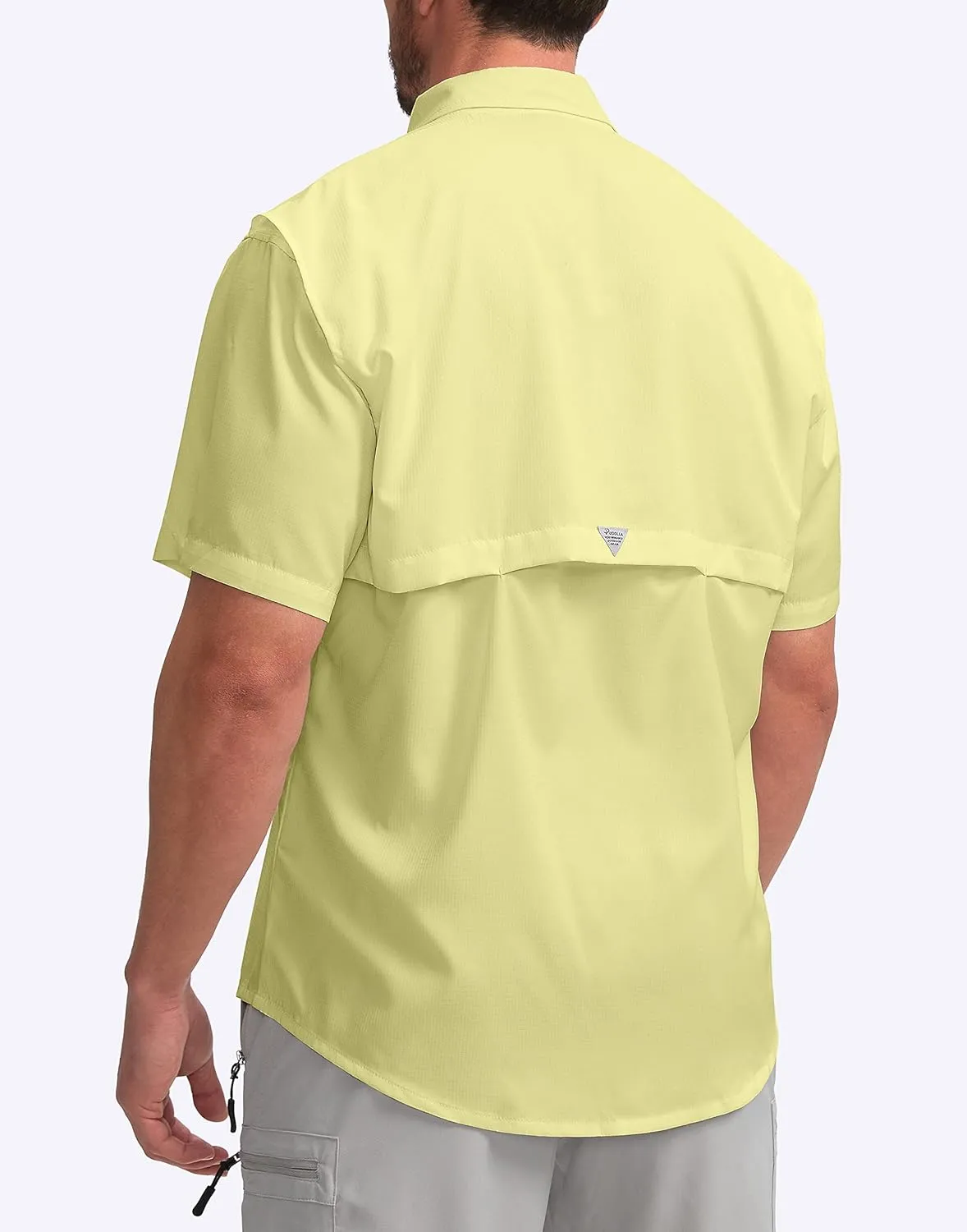 Pudolla Men's Fishing Shirts with Short Sleeves, Summer Travel Work Shirts, Button Down with UPF50  and Zipper Pockets