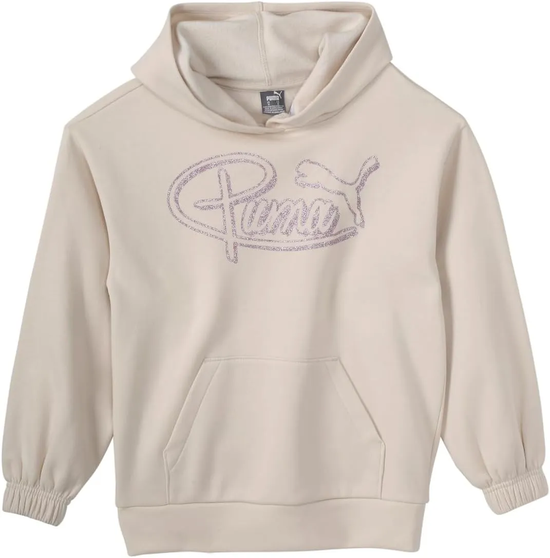 Puma Girls' Oversized Hoodie, Fleece Lined, Logo Graphics