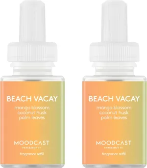 Pura & Moodcast Home Scent Refill - Smart Home Air Diffuser - Up to 120-Hours of Premium Fragrance per Refill - Household Essential - Clean & Safe Diffuser Fragrance - 2 Pack, Beach Vacay