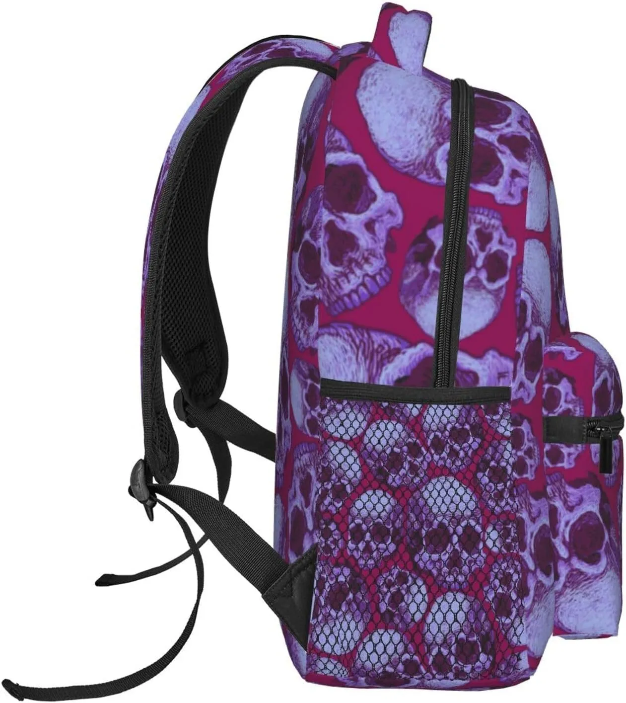 purple skull Backpack Casual Laptop Backpack Lightweight Double Shoulder Bag Travel Daypack For Women Men