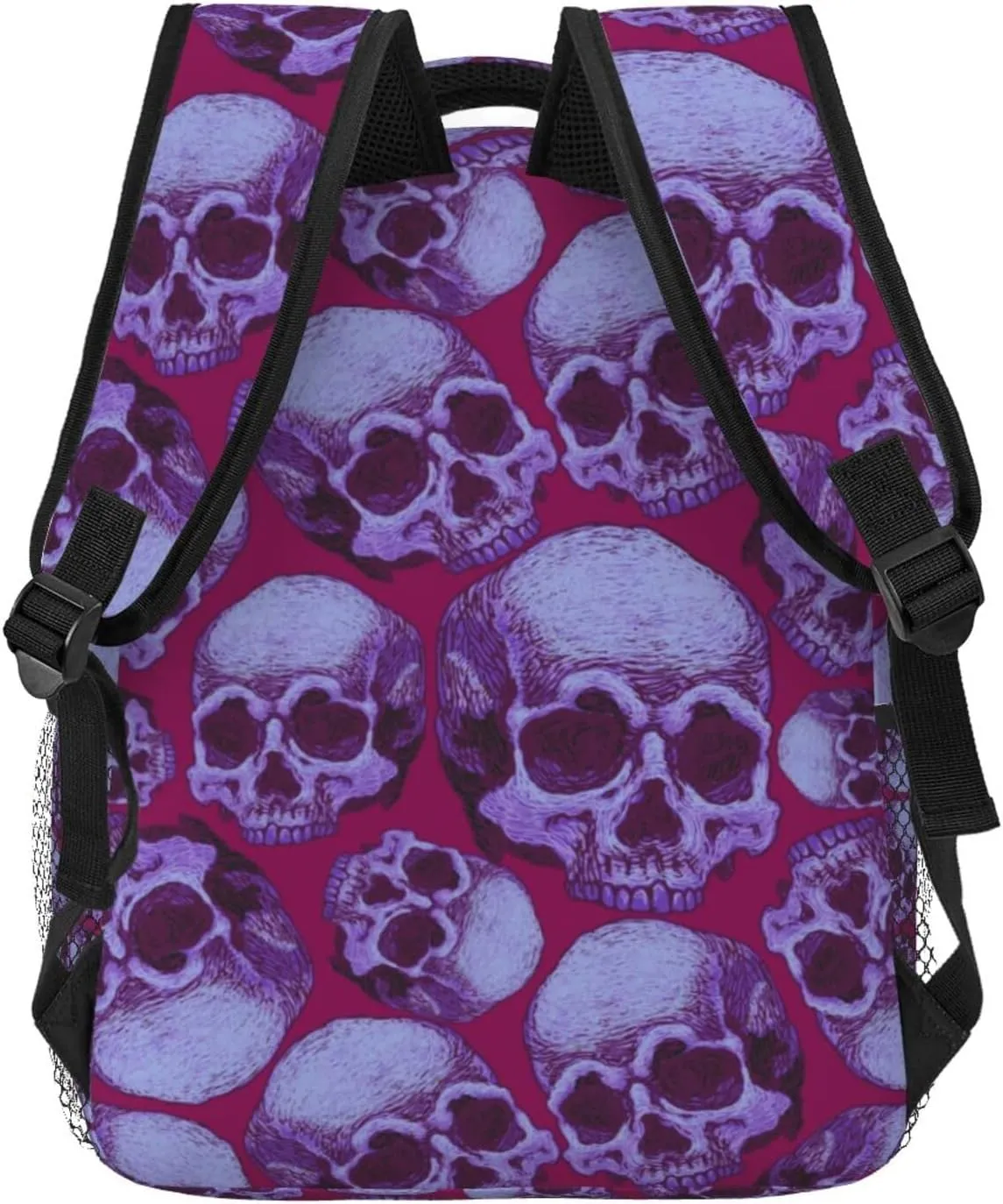purple skull Backpack Casual Laptop Backpack Lightweight Double Shoulder Bag Travel Daypack For Women Men