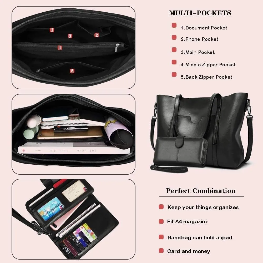 Purses and Handbags for Women Large Shoulder Tote Satchel Purse Work Bags with Matching Wallet