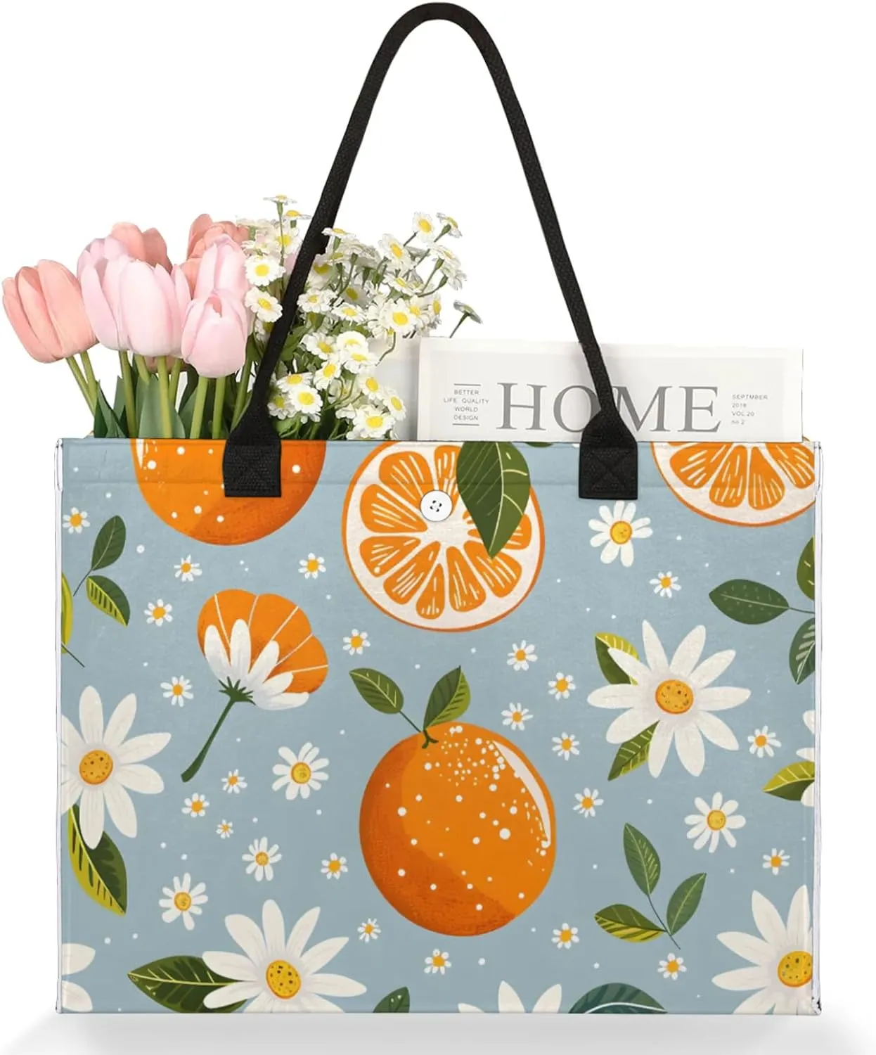QsirBC Large Tote Bag for Women Men, Travel Beach Bag with Inner Zipper Pocket Snap Closure