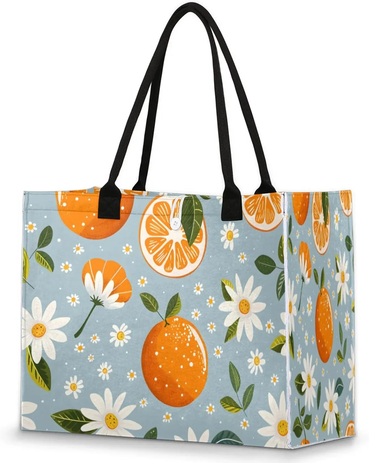 QsirBC Large Tote Bag for Women Men, Travel Beach Bag with Inner Zipper Pocket Snap Closure