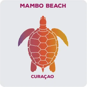 R and R Imports Mambo Beach Curaçao Souvenir Acrylic Coaster 8-Pack Turtle Design