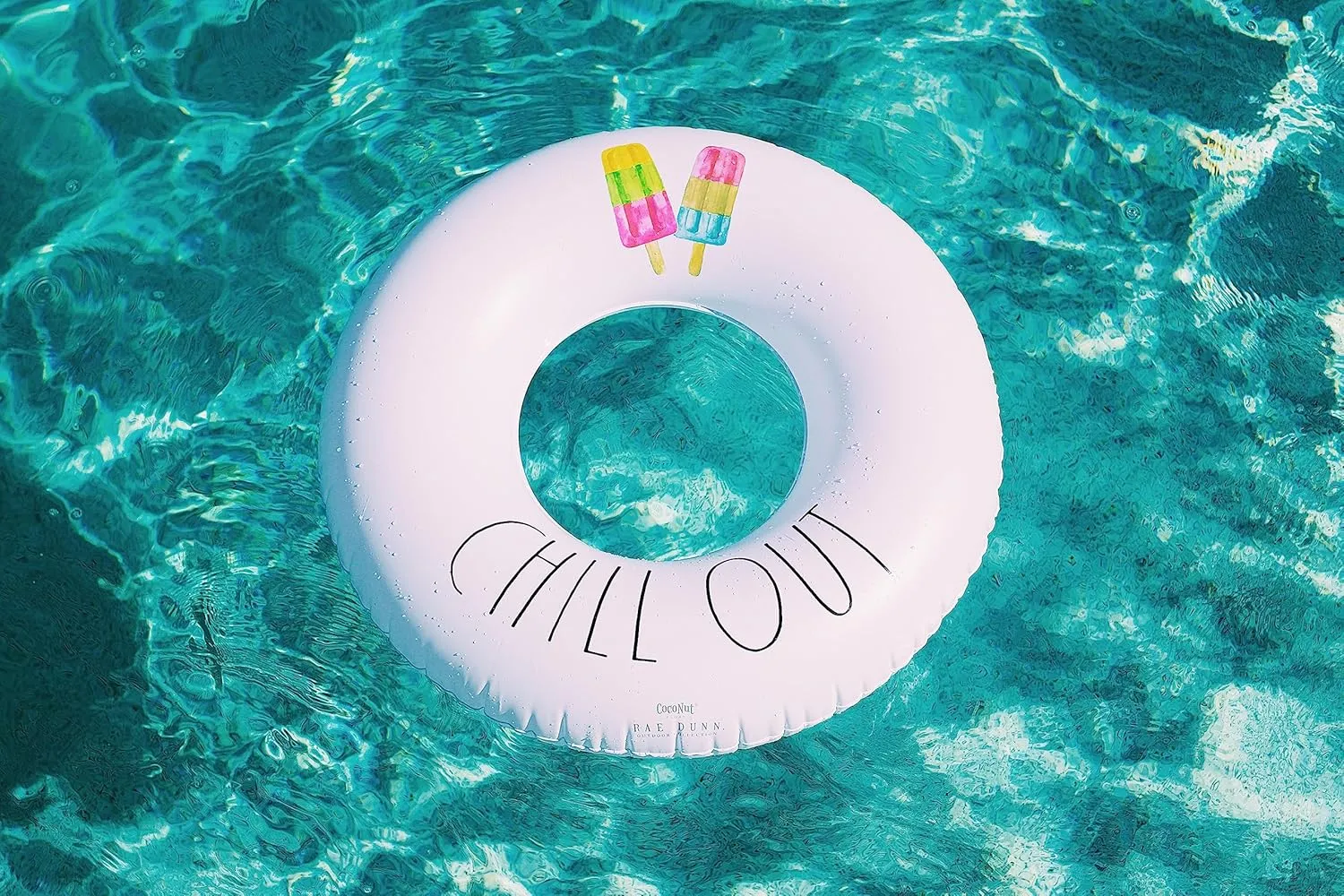 Rae Dunn x CocoNut Float Junior Ring Floats - 32 Inch Inflatable Raft & Durable Water Inner Tube - Stable Ride-On for Summer Parties & Swim Events