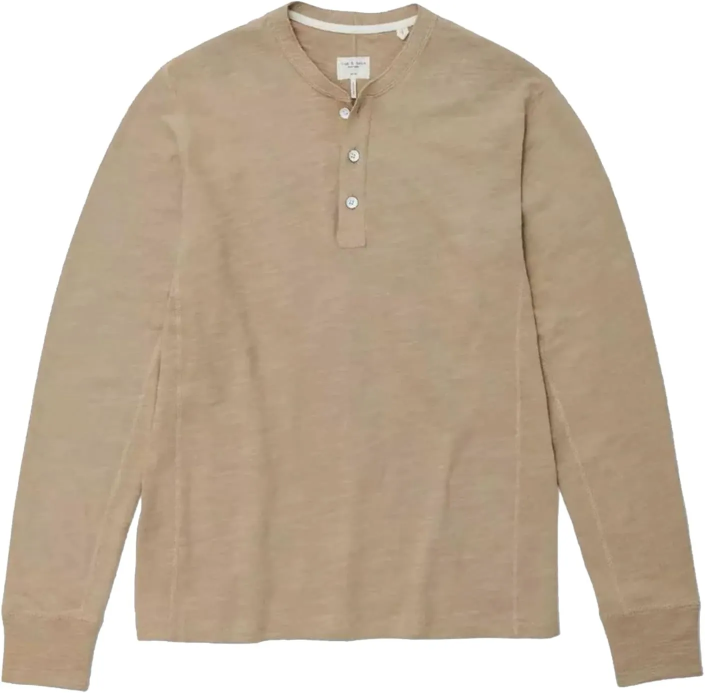 rag & bone Men's Taupe Classic Cotton Long Sleeve Henley