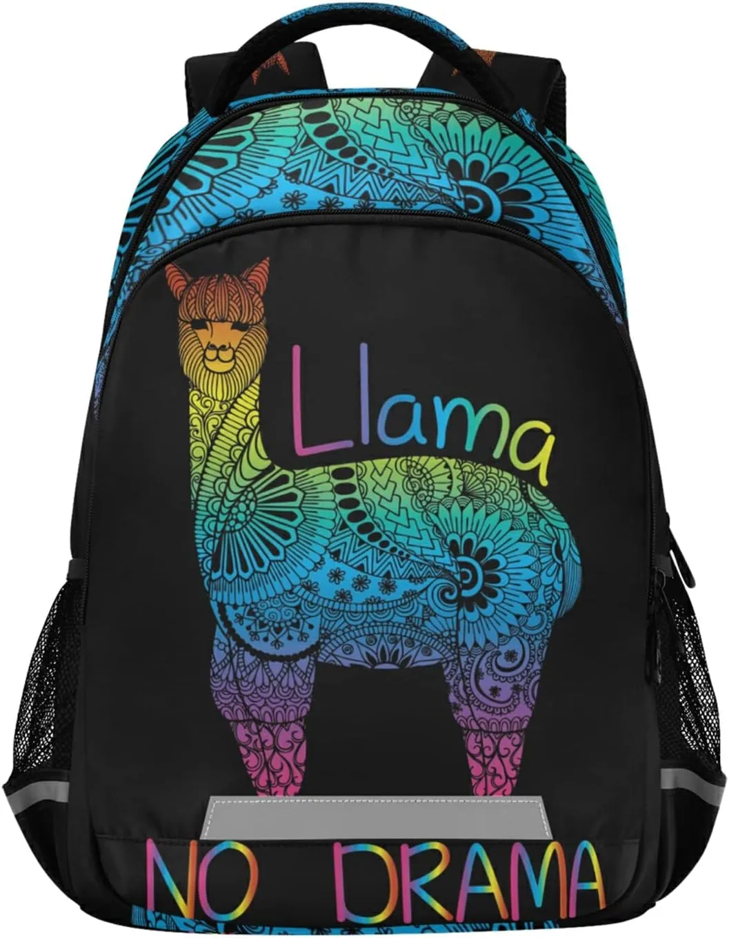 Rainbow Color Llama No Drama Boho Backpacks Travel Laptop Daypack School Book Bag for Men Women Teens Kids