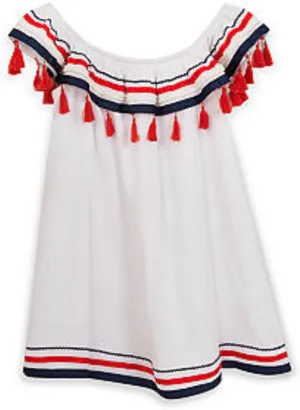 Rare Editions Girls Tassle Gauze Dress, White