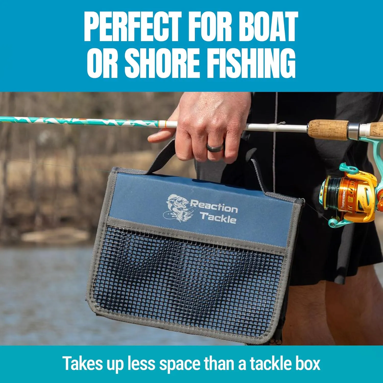 Reaction Tackle Deluxe Bait Binder – Water-Resistant Soft Plastic Bait Storage Bag, Saltwater & Freshwater Fishing Tackle Organizer, Lure Bag for Bass, Kayak, and Boat Fishing
